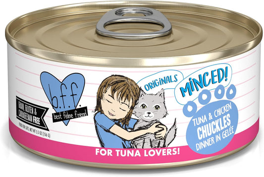 Weruva BFF Minced Natural Wet Cat Food, Tuna and Chicken Chuckles in Gelee, 5.5oz Can, Pack of 24