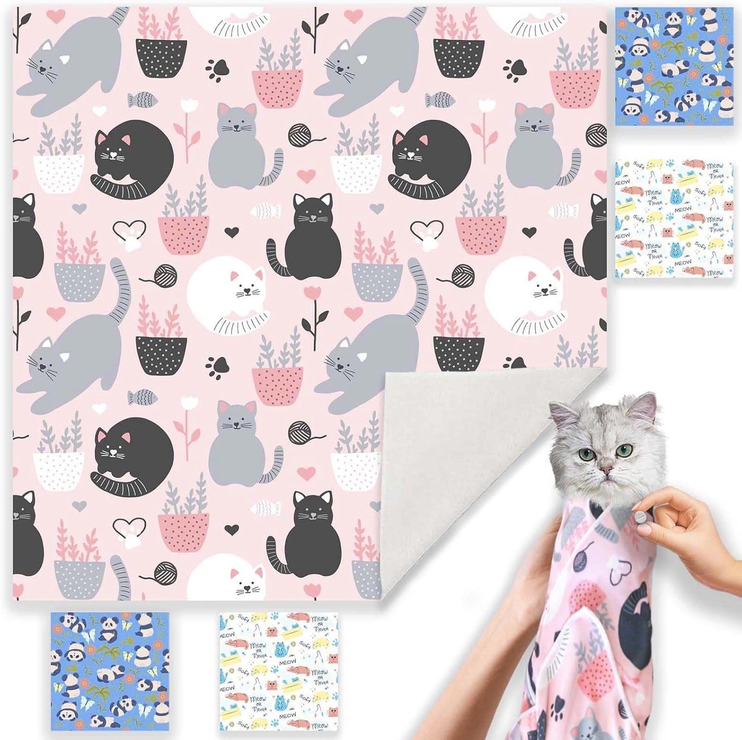 31.5" Cat Wrap for Grooming-Premium Cat Grooming Wrap Cat Restraint for Nail Clipping, Self-Adherent Soft Cat Blanket to Wrap Cat Anti-Scratch Anti-Escape Grooming Bag (Pink, XXL)