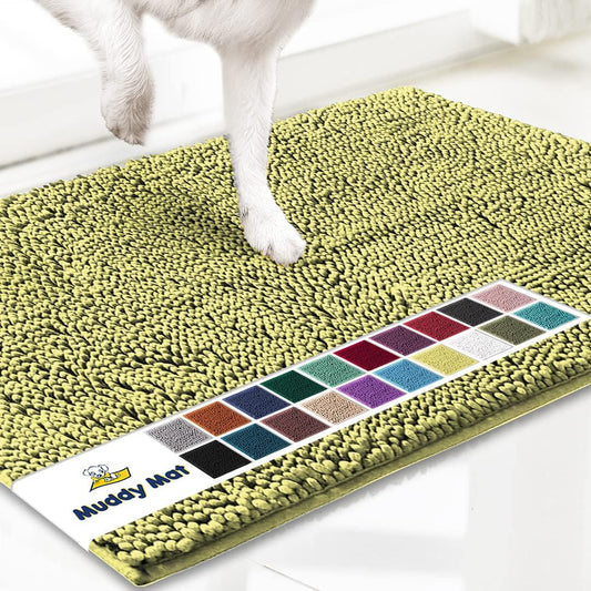Muddy Mat® Shown on TV – Super Absorbent Door Mat Indoor, Microfiber Quick Dry Chenille Entryway Rug, Non-Slip Front Door Mat, Indoor Mats for Entryway, Machine Washable Pet Rug, Yellow 24"x36"