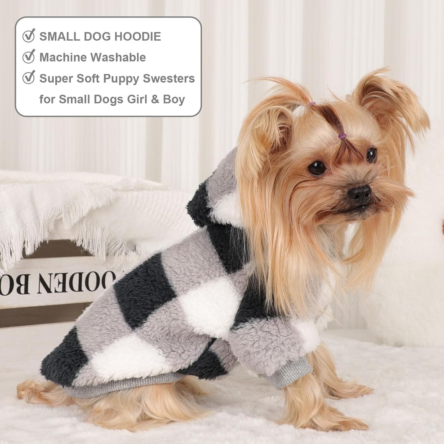 Small Dog Sweater for Dogs Hoodies, Winter Clothes Boy Girl Male Female, Warm XS Fleece Hoodies Pet Coat Apparel Outfit(XS, Black)