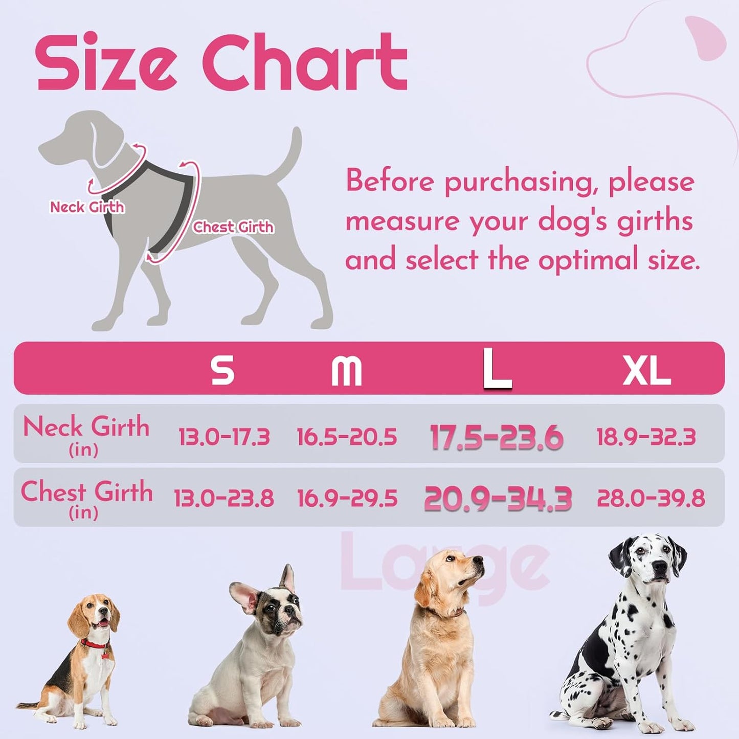 Eagloo Dog Harness for Large Dogs, Easy Wearing with 3 Buckles, Adjustable No Pull Pet Harness with 2 Rings for Walking, No Chock Reflective Soft Padded Vest with Control Handle, Pink & Black, L