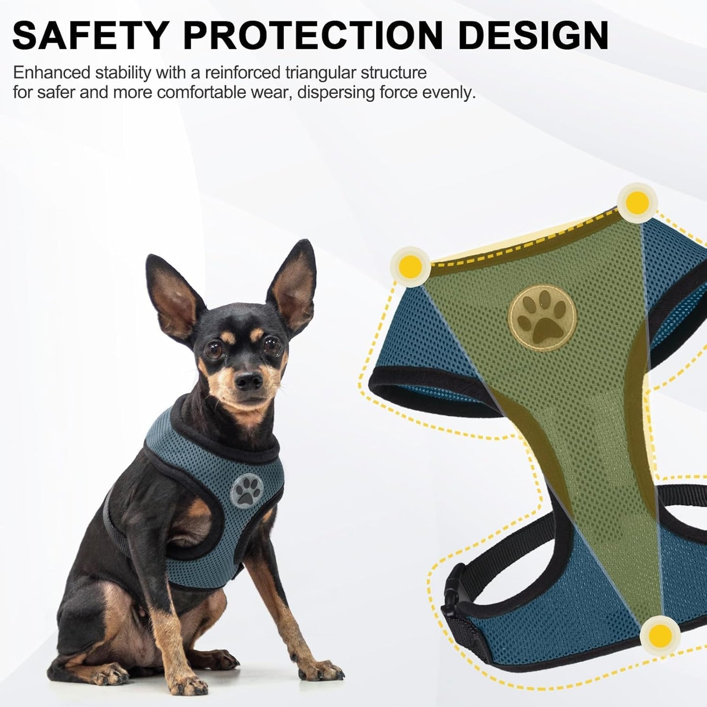 BINGPET Small Dog Harness - Breathable Mesh Puppy Cat Harnesses - No Pull Adjustable Dog Harness Dog Vest Harness for Small and Medium Dogs