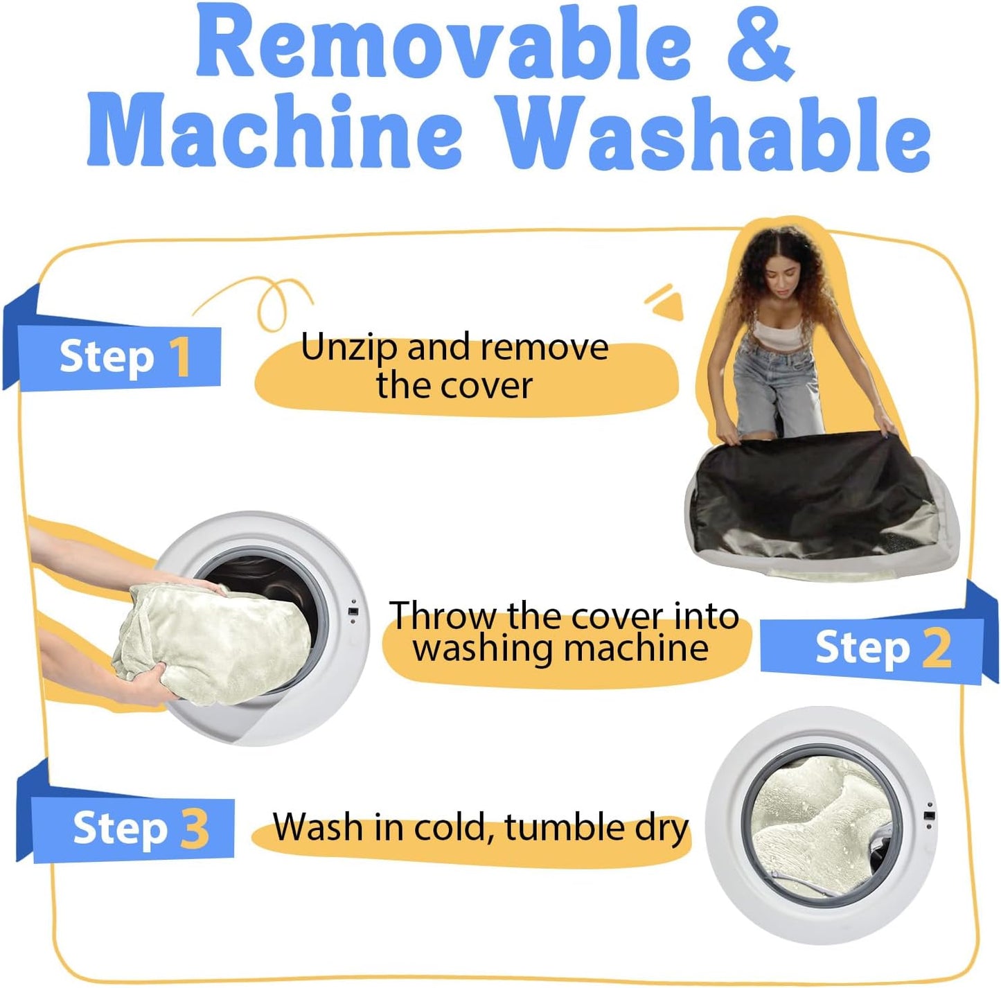 Washable Orthopedic Large Dog Bed - Removable Waterproof Cover with Bolster Machine Washable Extra Large Dogs Beds Foam Support XL Big Pet Beds