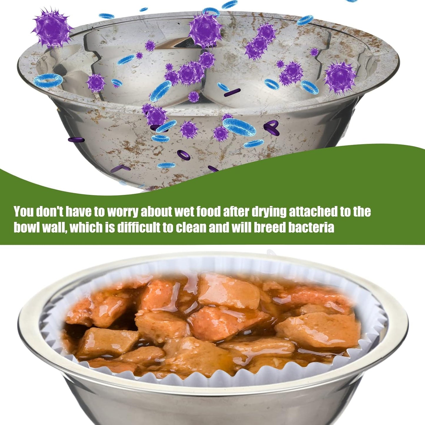 meekoo 600 Pcs Large Pet Disposable Feeding Bowls Liner Bulk Cat Food Bowls Small Paper Dish Paper Liner for Small Dogs Cats Dish Wet Food Feeding Station(White,Classic)