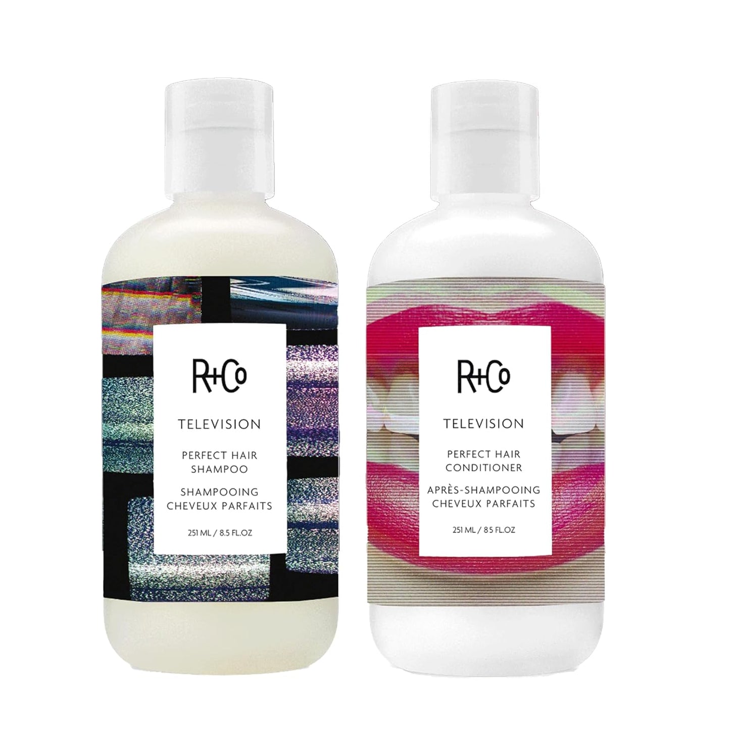 R+Co Television Perfect Hair Shampoo & Conditioner Set + Sample (0.5oz) | Lightweight + Smoothing + Volume | Vegan + Cruelty-Free | 8.5oz (pack of 2)