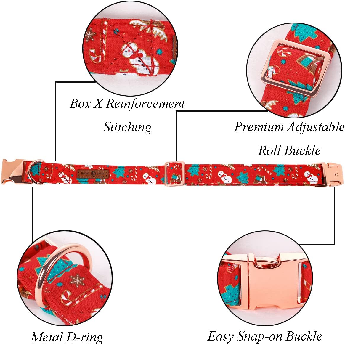 Lionet Paws Christmas Dog Collar with Bowtie, Dog Bowtie Collar with Metal Buckle for Dogs, Adjustable Comfortable Dog Collar Girl Boy Gift, L, Neck 16-24 in