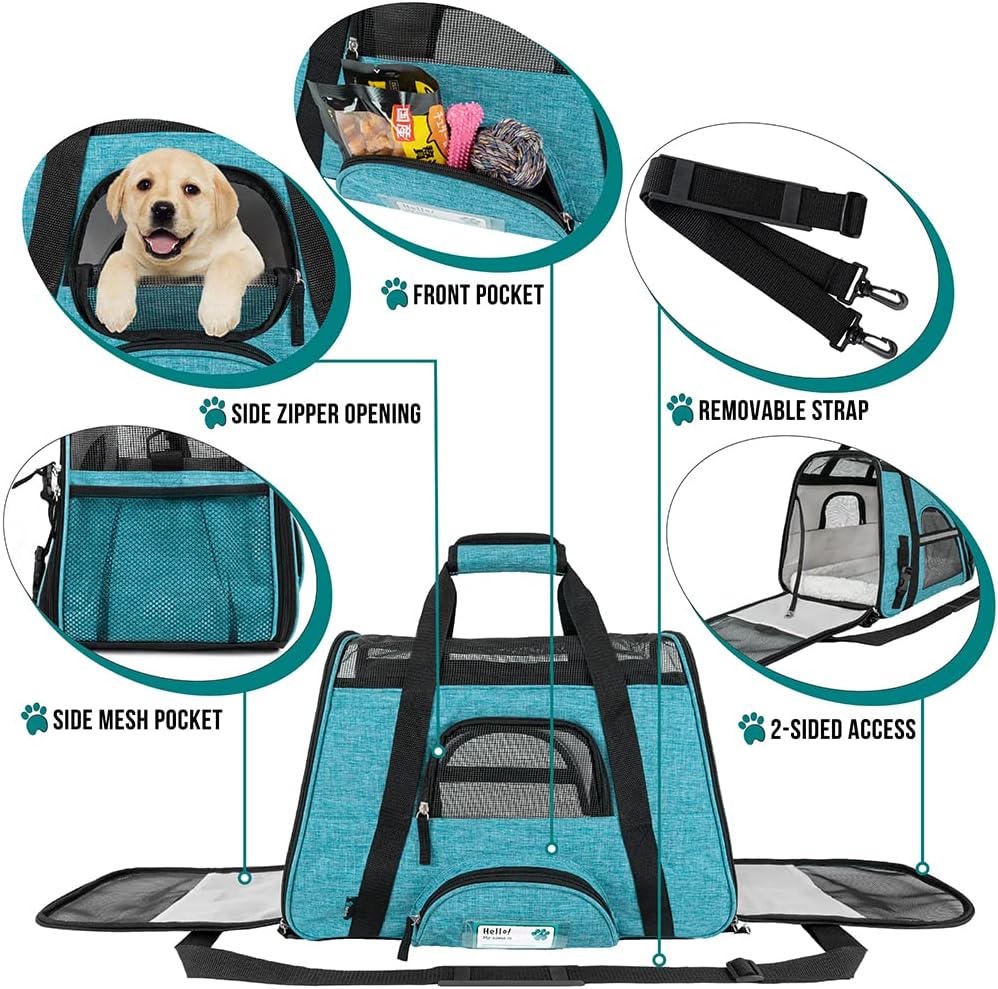 PetAmi Airline Approved Pet Carrier for Cat, Soft Sided Dog Carrier for Small Dog, Cat Travel Supplies Accessories Indoor Cat, Ventilated Pet Carrying Bag Medium Large Kitten Puppy, Small Heather Blue