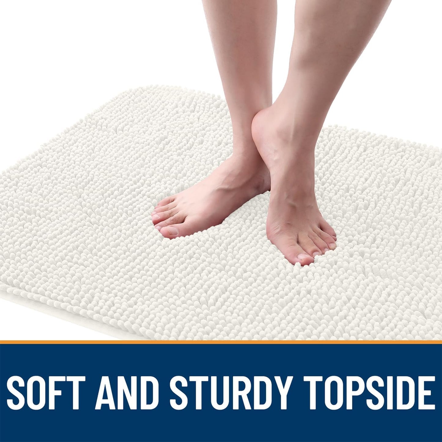 OLANLY Dog Door Mat for Muddy Paws 47x24, Absorbs Moisture and Dirt, Absorbent Non-Slip Washable Doormat, Quick Dry Chenille Mud Mat for Dogs, Entry Indoor Entryway Carpet for Inside Floor, Ivory