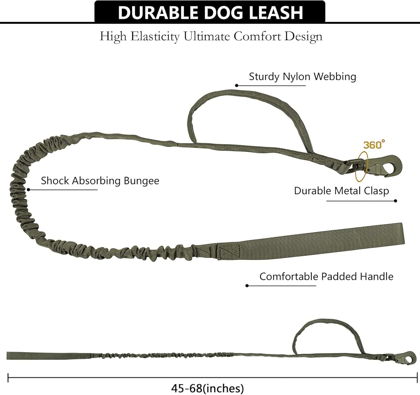 Tactical AirTag Dog Collar Leash Set - Heavy Duty, Adjustable GPS Collar Compatible with Apple AirTag, with Holder & Control Handle for Medium/Large Dogs [ Green, L ]