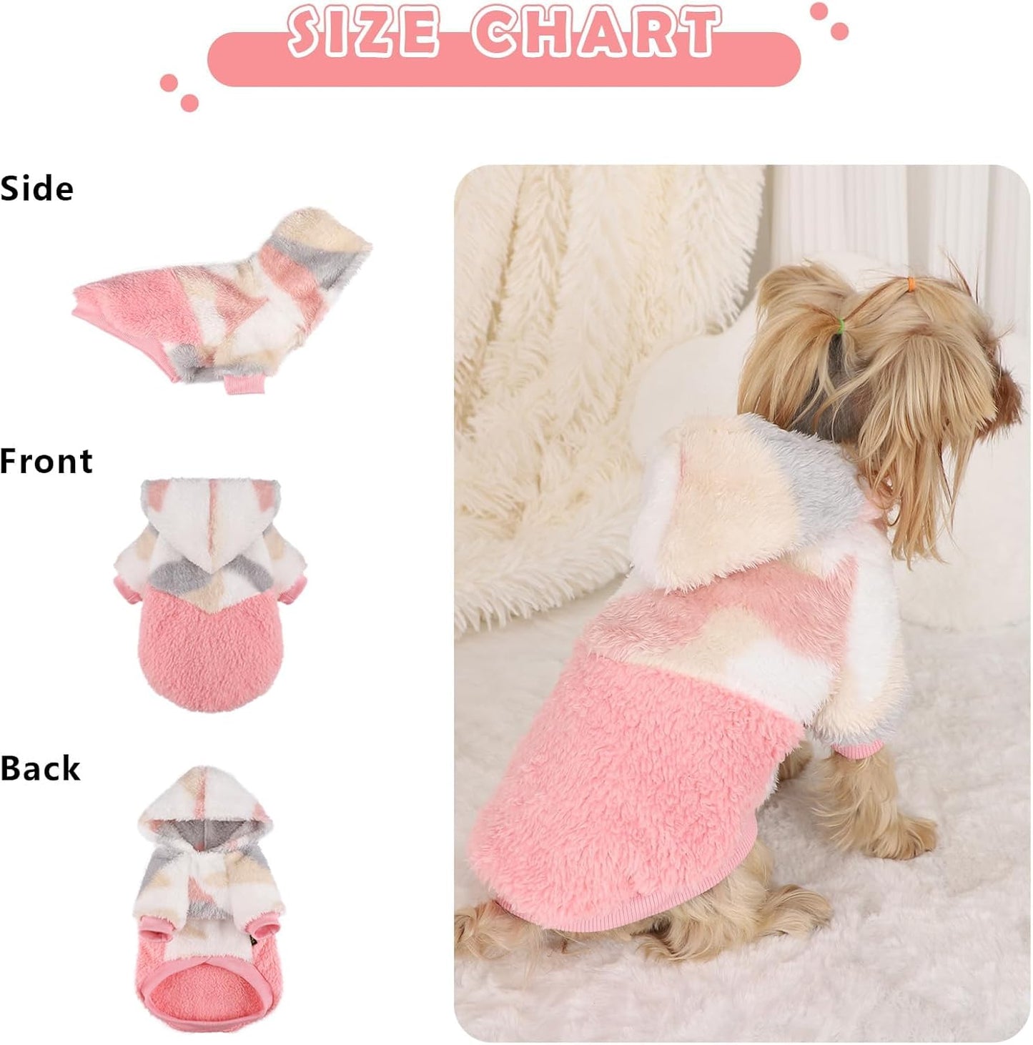 Medium Dog Sweater for Small Dogs Hoodies,Winter Clothes Boy Girl Male Female,Warm Fleece Hoodies Pet Coat Apparel Outfit (Medium, Pink