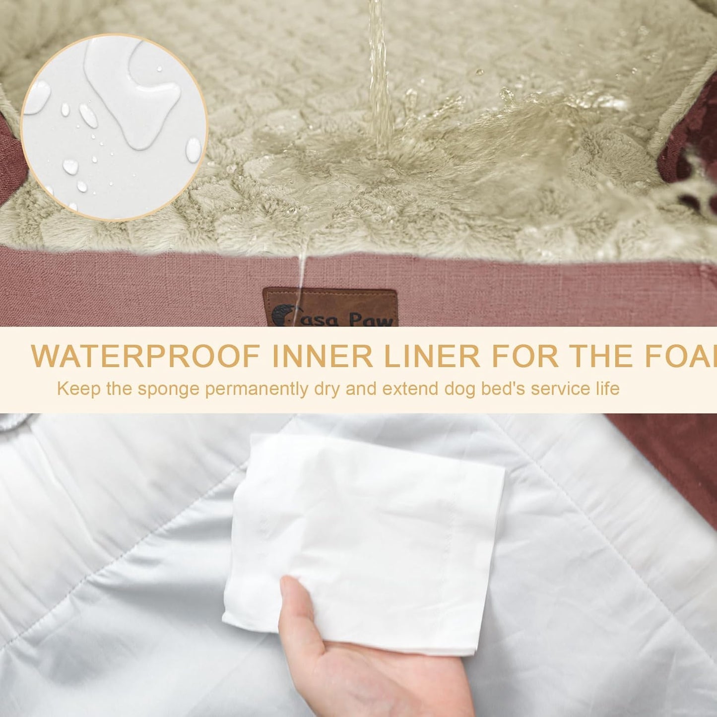 Orthopedic Dog Beds, Waterproof Memory Foam Large Sized Dog Bed with Sides, Non-Slip Bottom and Egg-Crate Foam Big Dogs Beds with Removable Washable Cover(Large,Pink)