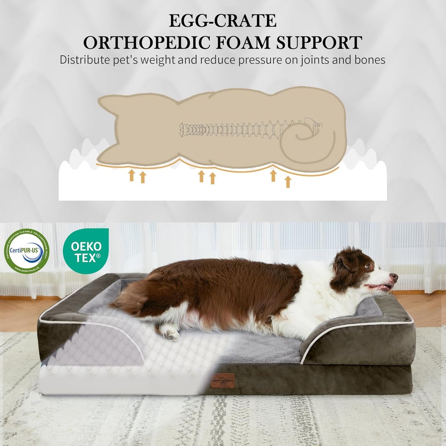 Comfort Expression Small Dog Beds Waterproof Cat Beds Orthopedic Foam Sofa Beds for Small Dogs Comfy Pet Bed with Washable Removable Cover & Non-Slip Bottom(XX-Small,Dark Green)