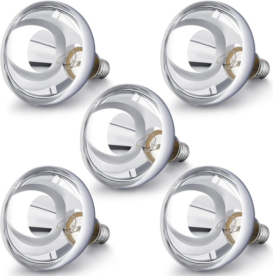 VIHOSE 5 Pack 250 Watt Heat Lamp 120v R40 Heat Lamp Bulbs Glass Incandescent Light Bulbs Incandescent Heating Lightbulbs for Reptiles Chicks Food Puppies Bathroom, Use E26 Base (Silver)