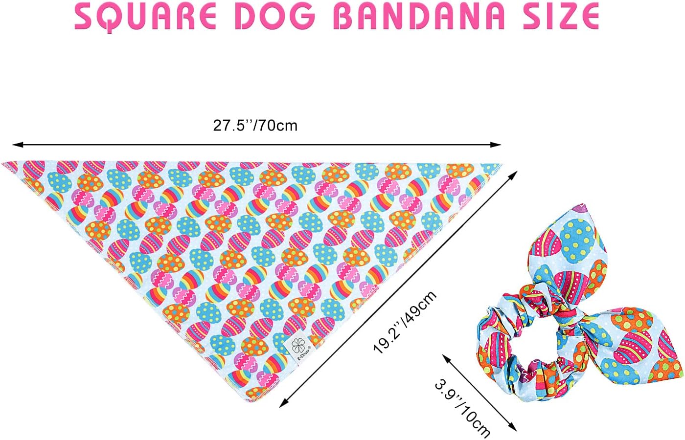 E-Clover Easter Dog Bandana & Matching Scrunchie Set Egg Dog Bandanas Scarf with Bunny Hair Tie for Medium Large Dogs & Pet Owner Mom Gift