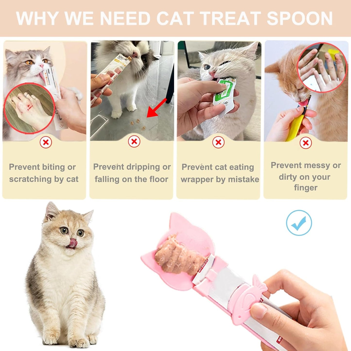 PETPAWLOVELY-Cat&Dog Food Can Covers Lids,Silicone Cat Food Spatula or Can Opener,Cat Treat Spoon.Multi-Function Cat Treat Dispenser Spoon,1 Lid&2 Spoon for Wet Food(Pink)