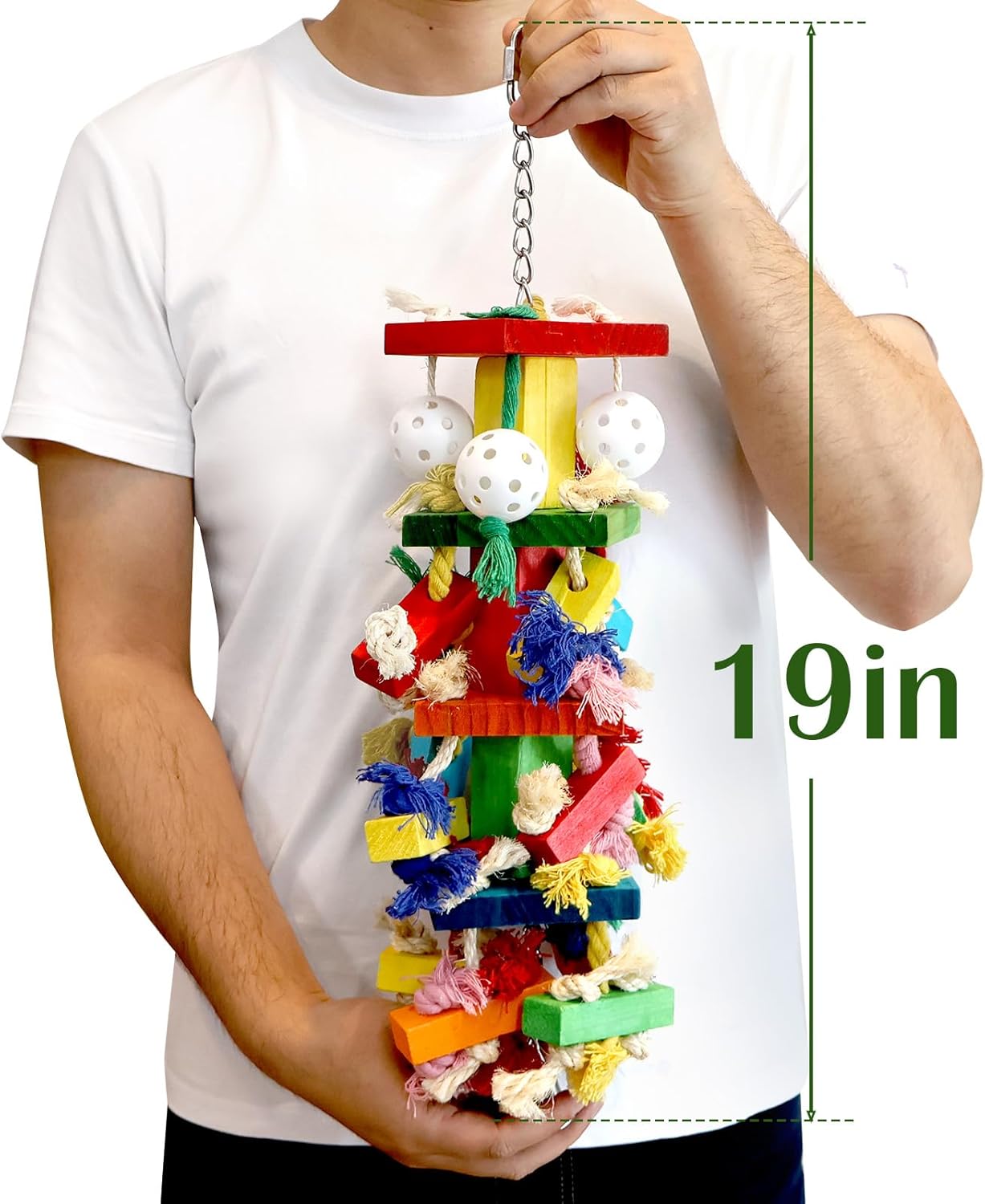 Bird Toys for Parrots, Parakeet Toys Natural Woode Parrot Toy for Large Medium Parrots Bird Shredding Chew Toy for Macaw, Cockatoos, Cockatiels,Budgie
