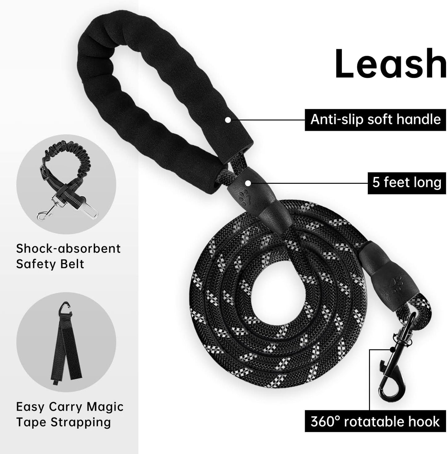 IVY&LANE No Pull Dog Harness with Leash Set, Reflective No Choke Pet Vest,Adjustable Oxford Dog Vest Harness with Easy Control Handle for Medium Lagre Dogs (Checkered Black,M)