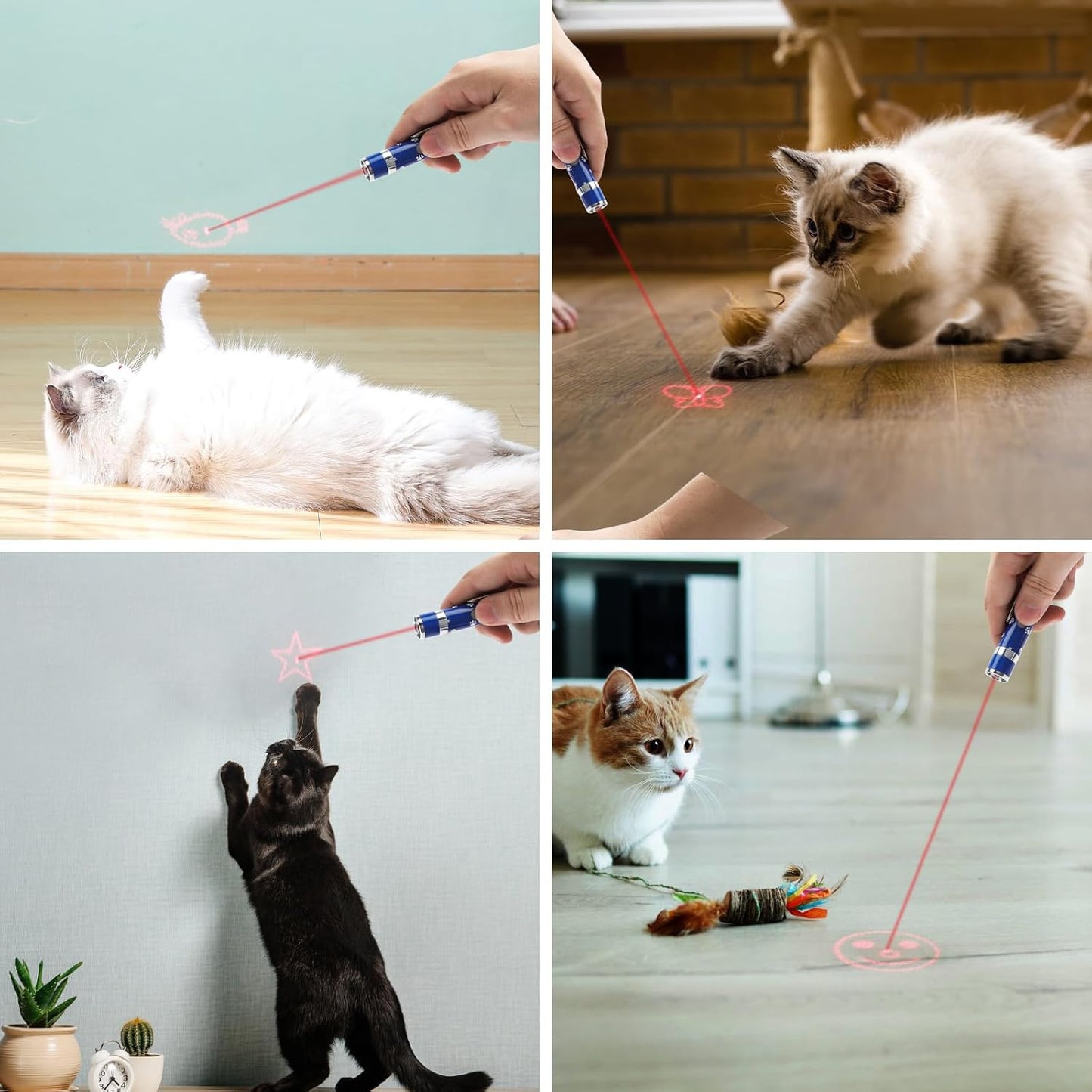 EAWONGEE Cat Toys, Interactive Toy for Cats with 7 Light Projection Modes, Interactive Kitty and Pet Dog Toy for Training Chaser, 2 Pieces Blue