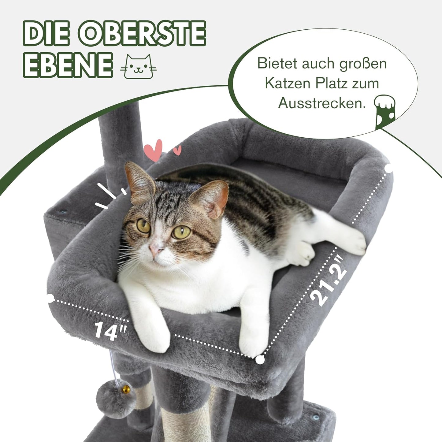 MUTICOR 66 Inches Multi-Level Large Cat Tree Tower for Indoor Big Feline/Cozy Plush Perches/Condo/Sisal Scratching Posts/Hammock and Baskets/Activity Center Play House/Wide Base/Dark Grey