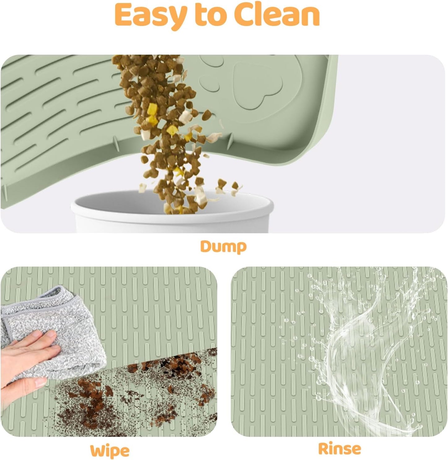 Dog Food Mat, Extra Large 40" x 28" Silicone Pet Feeding Mat for Small, Medium, and Large Pets Non-Slip, Easy to Clean, Green