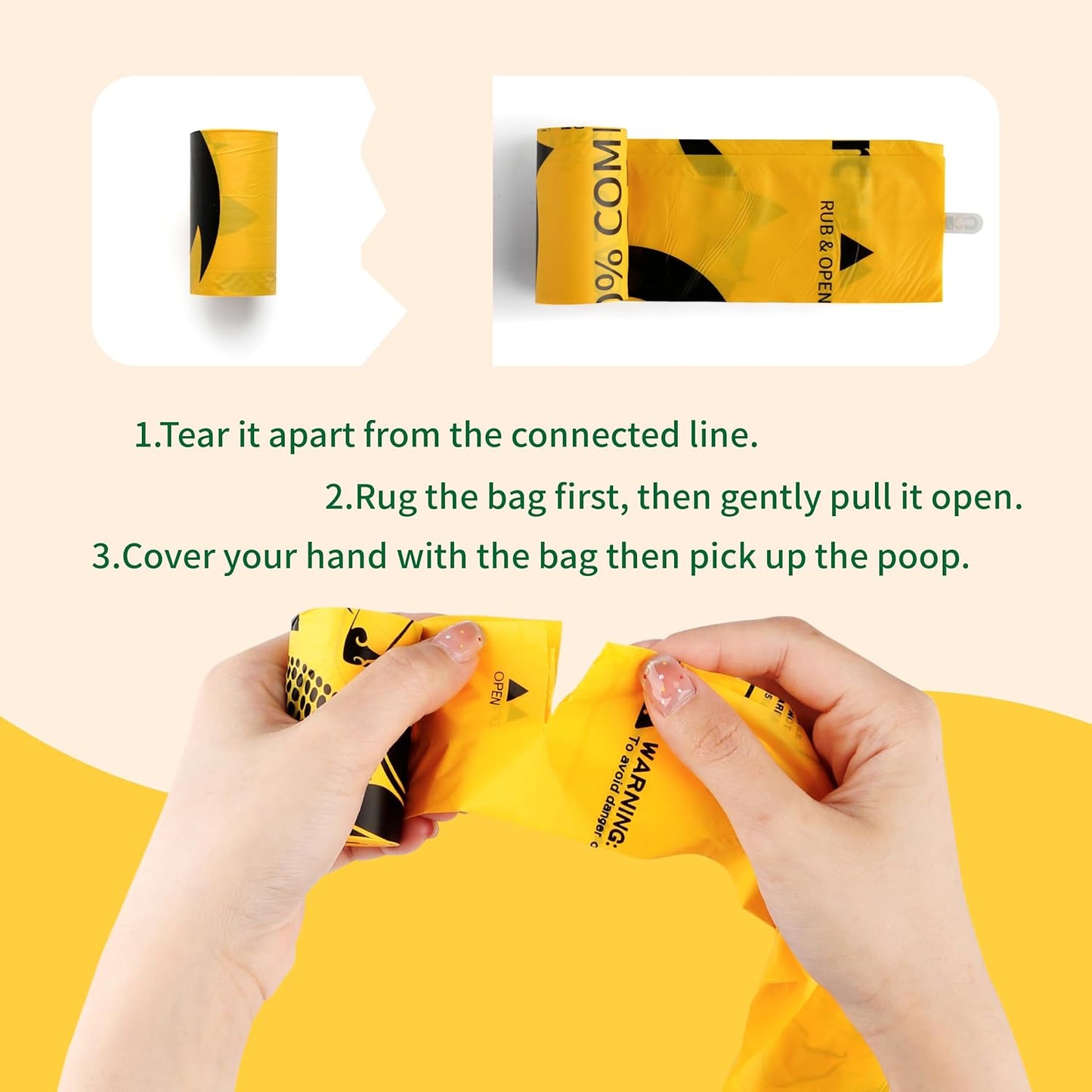 Certified 100% Compostable Poop Bags for Dogs, 270 Count Guaranteed Leak Proof and 18 Microns Extra Thick Dog Waste Bag, 18 Rolls of Plant Based Doggie Poop Bag, No Scented with ASTM D6400 & EN13432