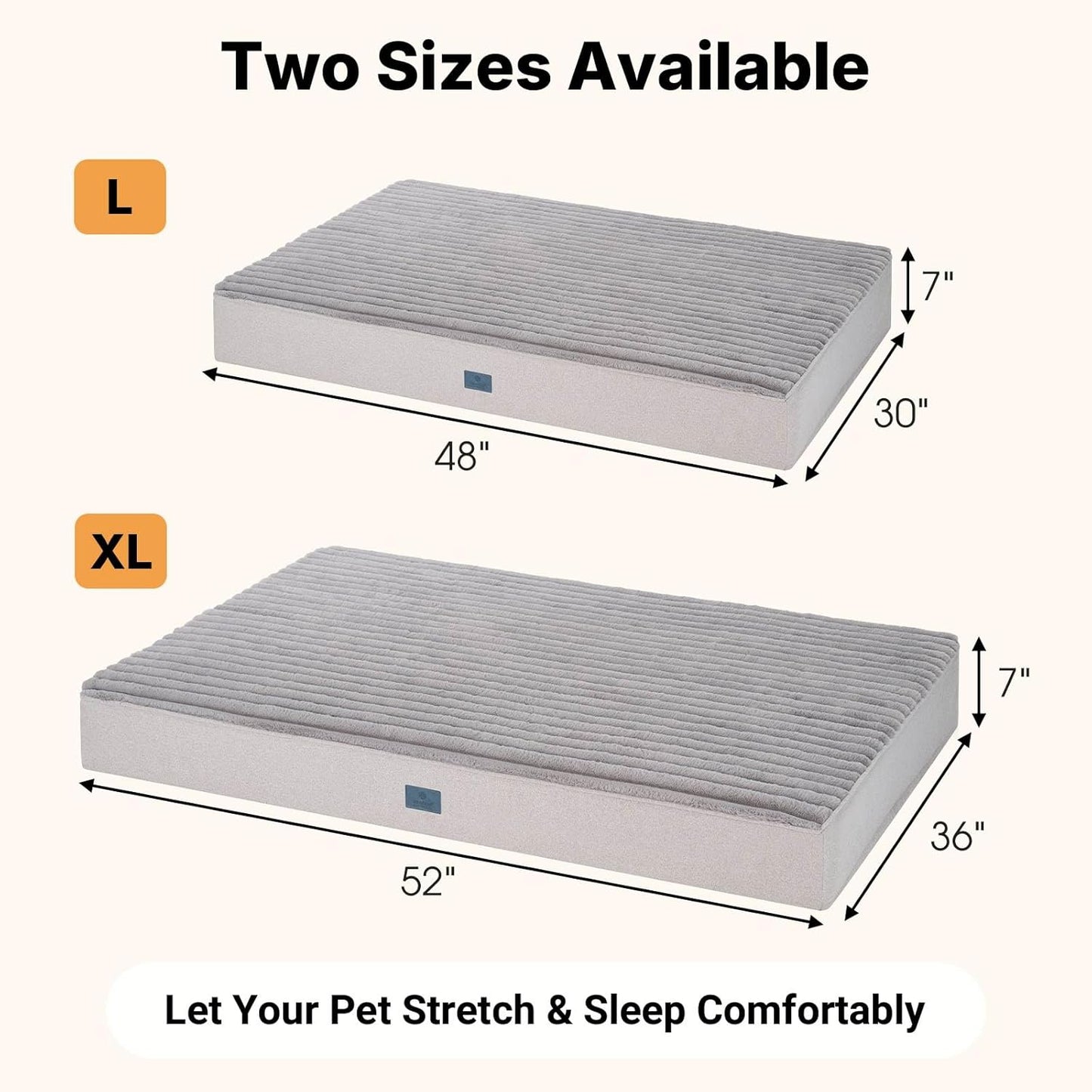 Veehoo Orthopedic Memory Foam Dog Bed, 7 Inch Thick Extra Large XXL Dog Bed for Senior Dogs with Ultra-Soft Fluffy Surface, Waterproof Liner, Removable Washable Cover and Non-Slip Bottom, 52"x36"x7"