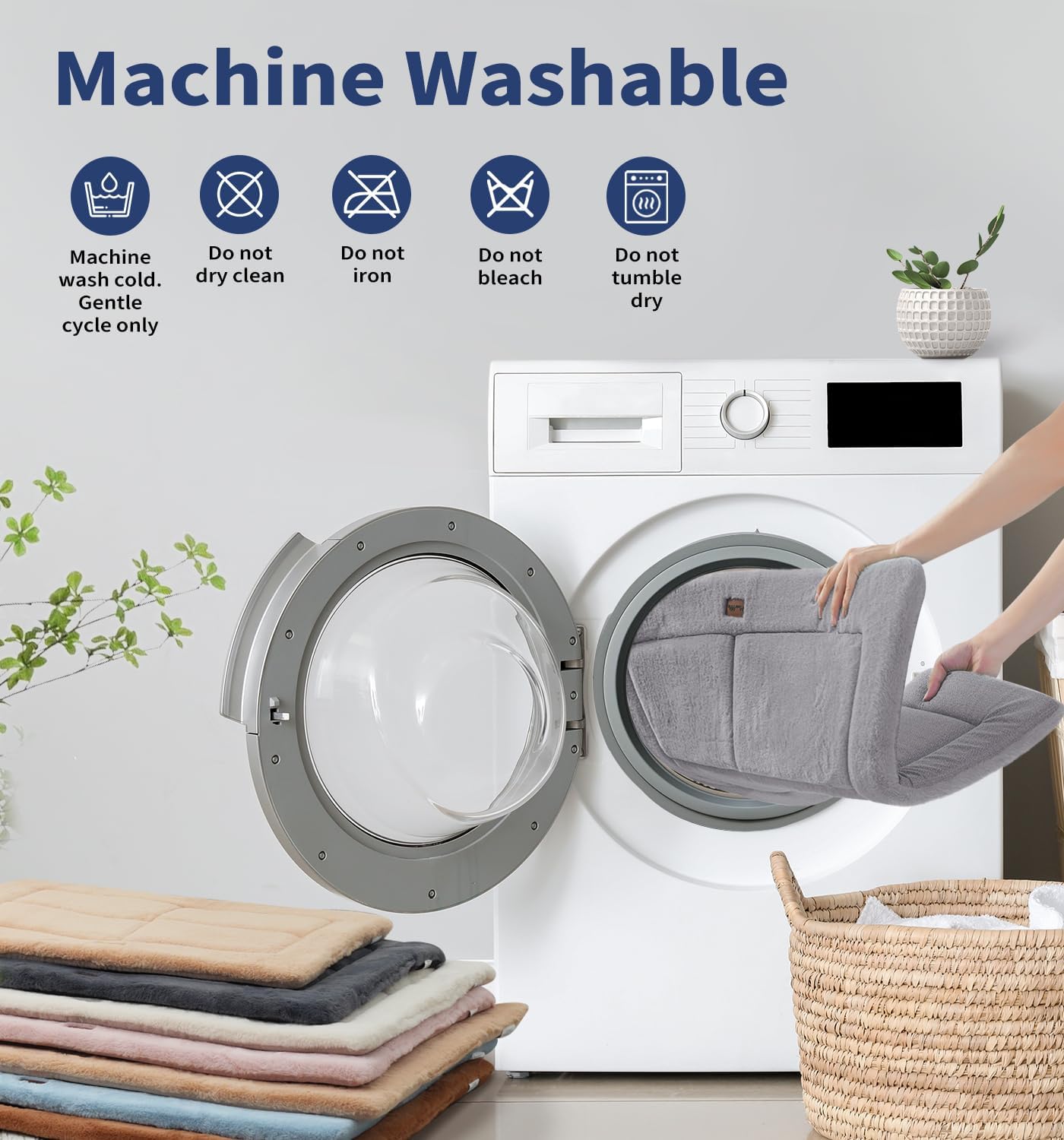 Made4Pets Dog Crate Pad Bed for Large Dogs, Washable & Reversible, Anti-Slip Kennel Mat for Cozy Sleeping, Soft Fluffy Dog Bed for Indoor & Outdoor Use, 44"x32", Gray