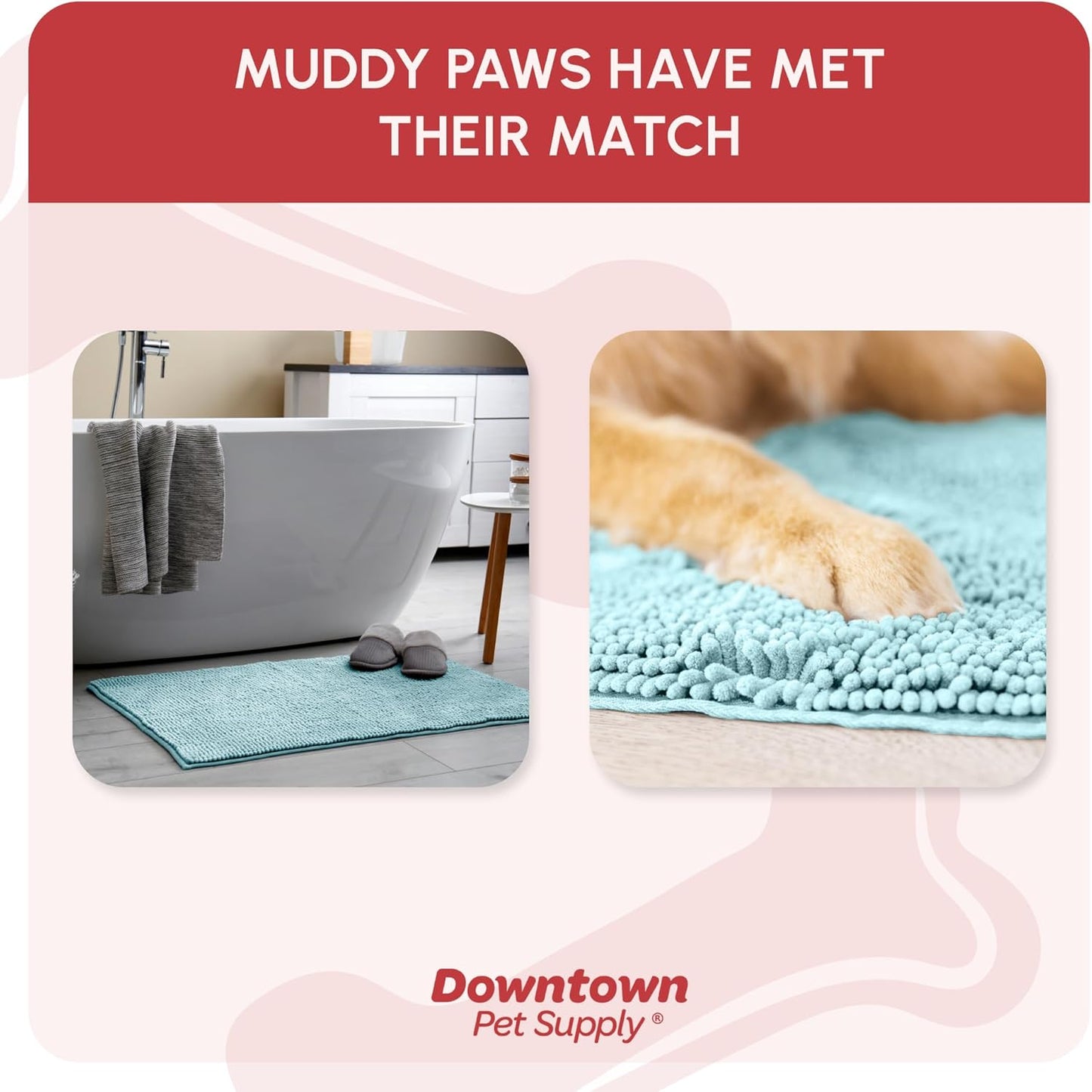 My Doggy Place Microfiber Dog Mat for Muddy Paws, 60" x 36" Light Blue - Non-Slip, Absorbent and Quick-Drying Dog Paw Cleaning Mat, Washer and Dryer Safe - X-Large/Runner