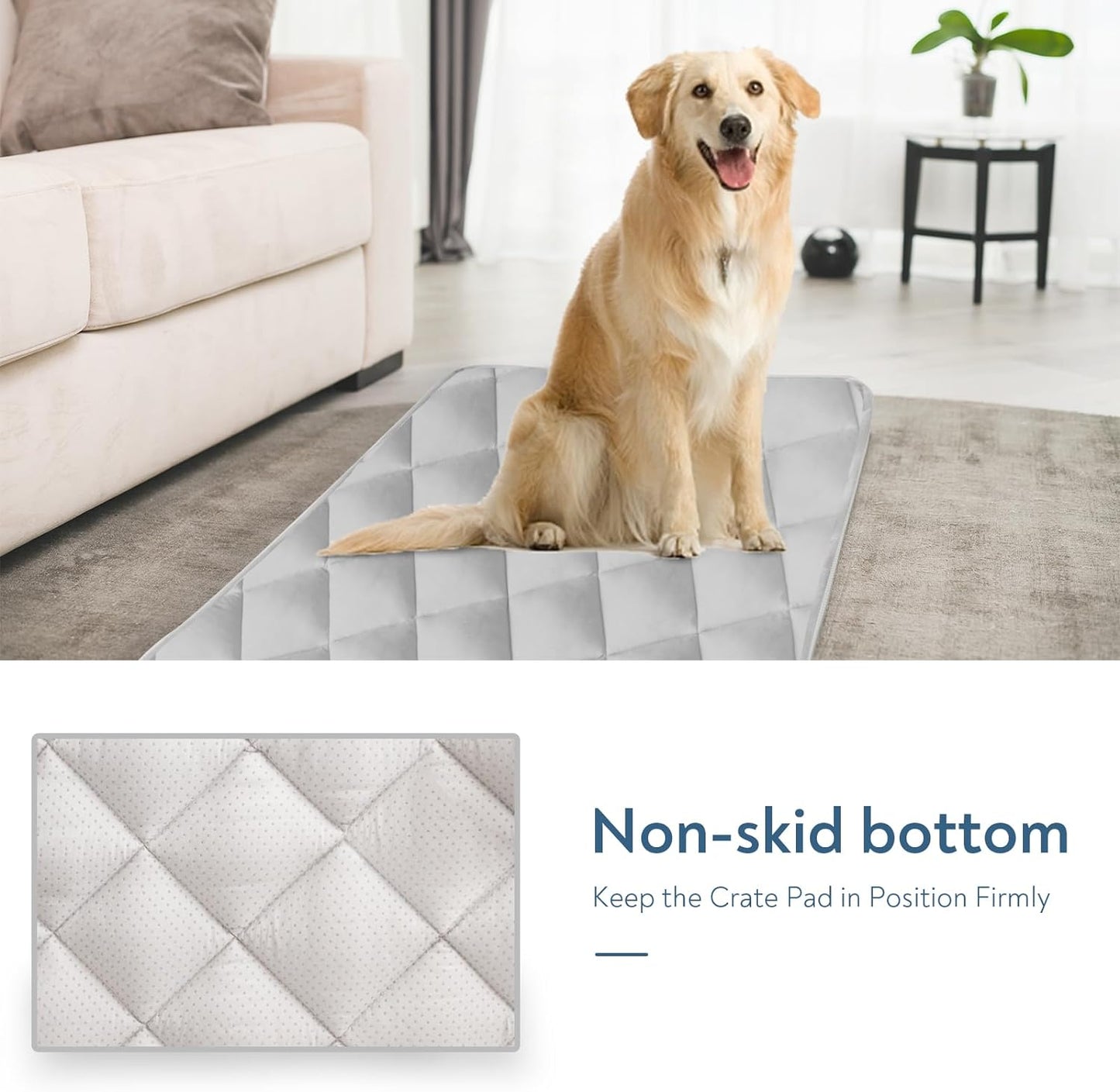 Magik & Kover Dog Crate Pad 2 Pack (48" x 30"), Soft Dog Crate Mat with Anti-Slip Bottom, Machine Washable Kennel Pad, Fits 48 Inch Crate, Grey