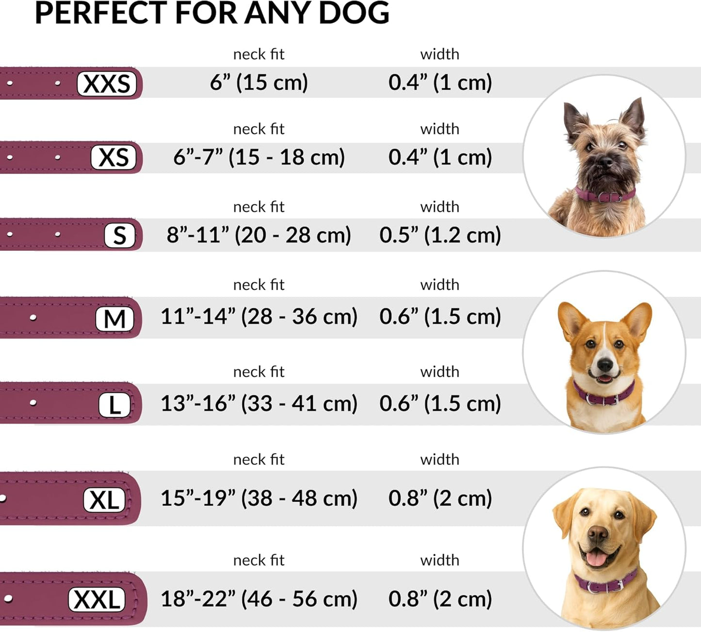 CollarDirect Rolled Leather Dog Collar, Soft Padded Round Puppy Collar, Handmade Genuine Leather Collar Dog Small Large Cat Collars 13 Colors (15-19 Inch, Pink Smooth)