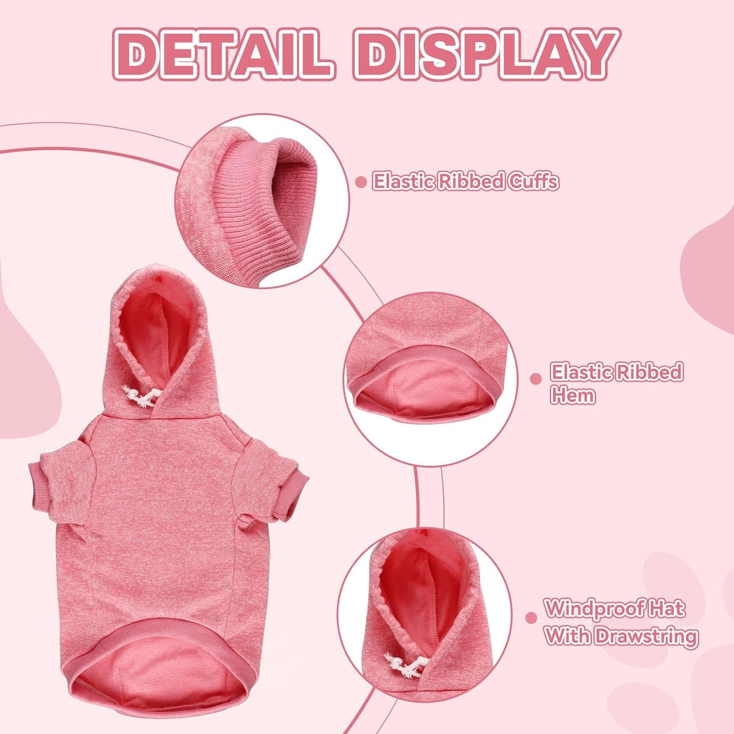 Dog Sweaters for Large Dogs Dog Hoodie Fleece Dog Sweater Soft Dog Clothes Sweatshirt with Pocket Dog Hoodie for Large Dogs(Pink&L)