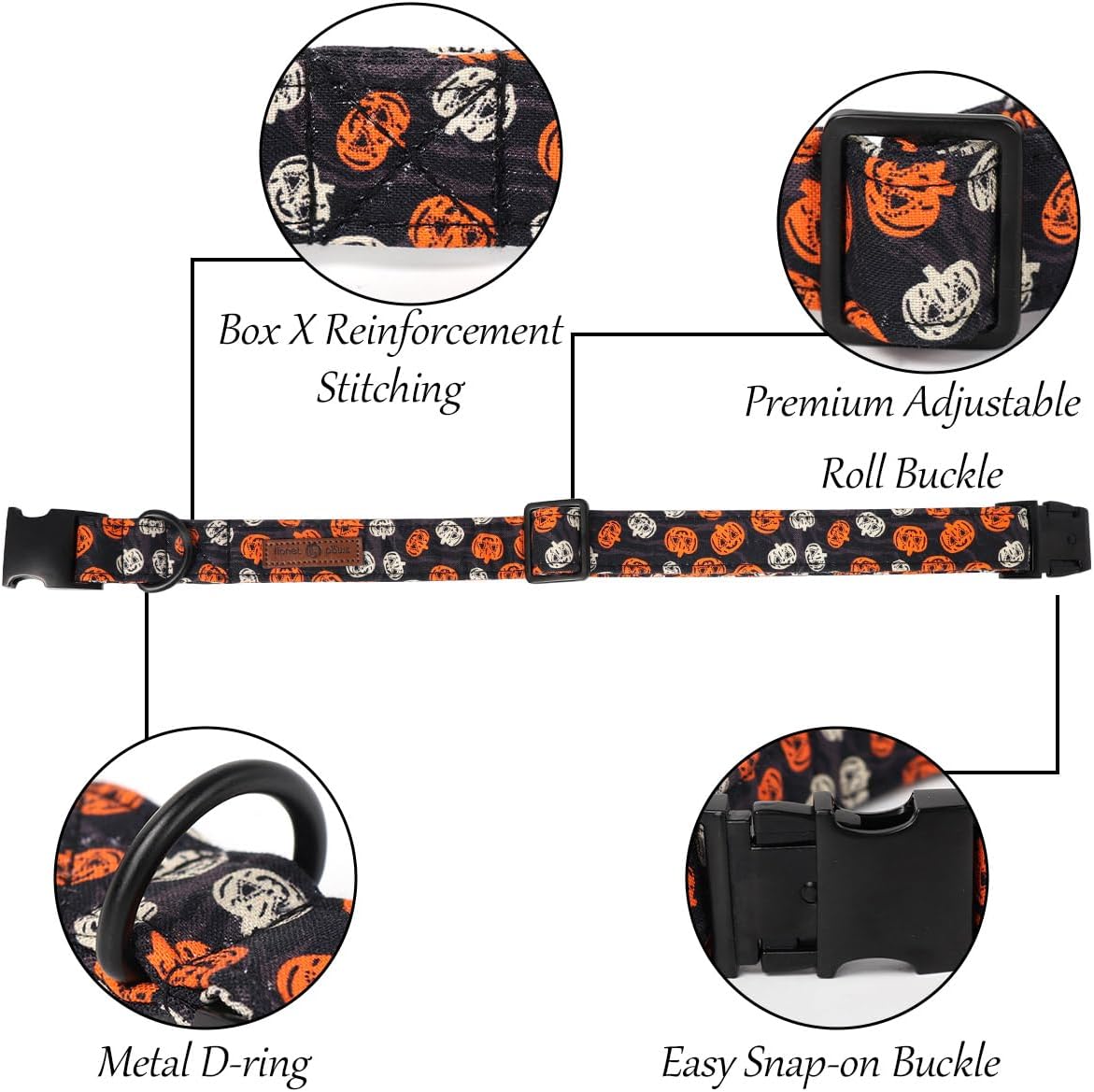 Lionet Paws Dog Collar with Flower - Cute Cotton Adjustable Flower Dog Collar with Metal Buckle for Large Dog Girl Gift, XL, Neck 16-26in