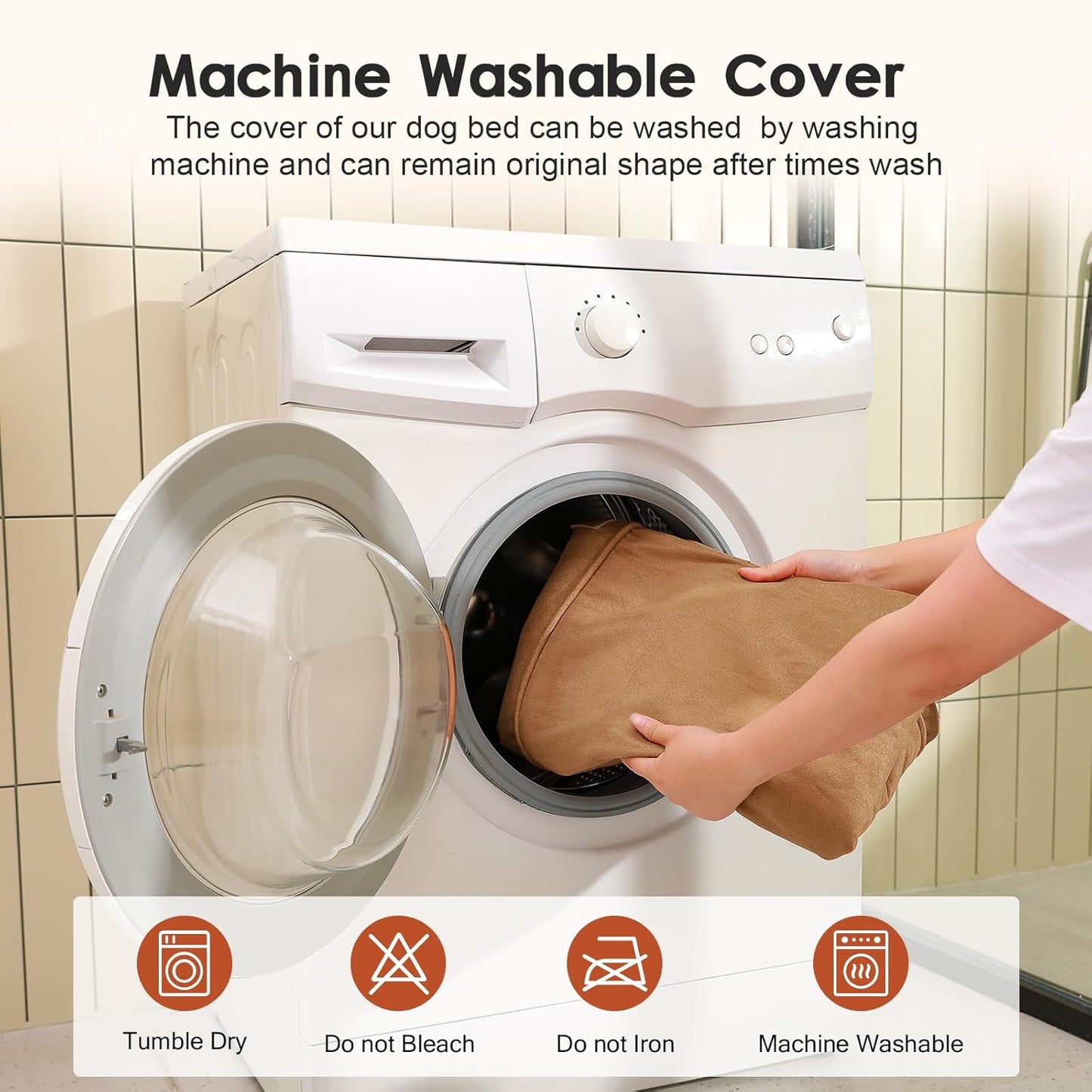 Upgraded Medium Dog Bed, 3" Memory Foam with Waterproof Liner, Chew Resistant Microsuede Cover, Removable and Washable, for Indoor, Outdoor, and Car Use, Nonskid Base, 35x23 Inches M Khaki