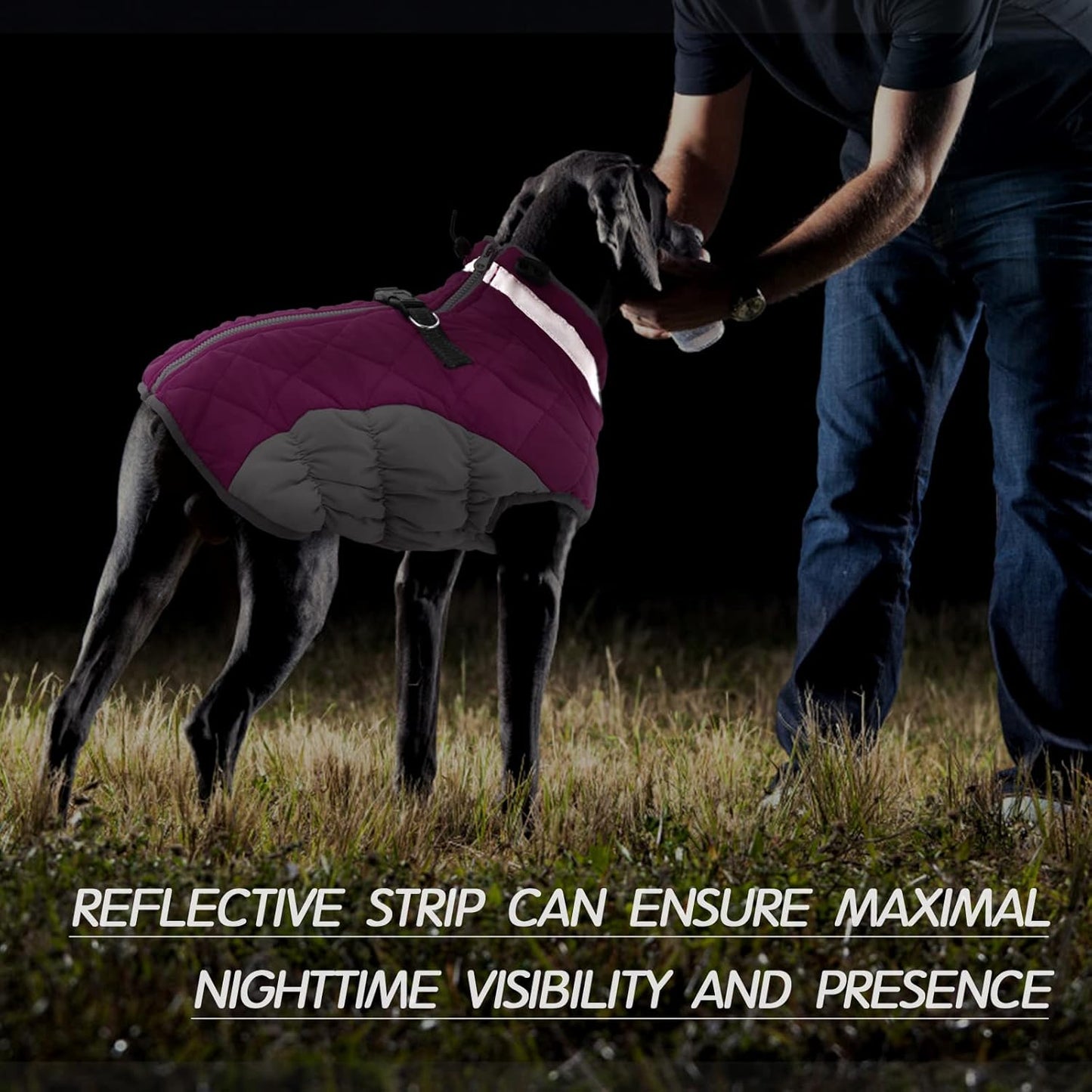 FUAMEY Dog Coat for Large Dogs,Waterproof Dog Winter Jacket with Harness Built in Puppy Cold Weather Coats Reflective Pet Vest with Zipper Warm Fleece Dogs Snowsuit Windproof Pink L