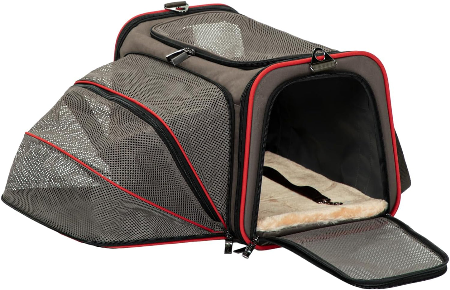 Petsfit Expandable Cat Carrier Dog Carriers,Airline Approved Soft-Sided Portable Pet Travel Washable Carrier for Kittens,Puppies,Removable Soft Plush mat and Pockets,Locking Safety Zippers