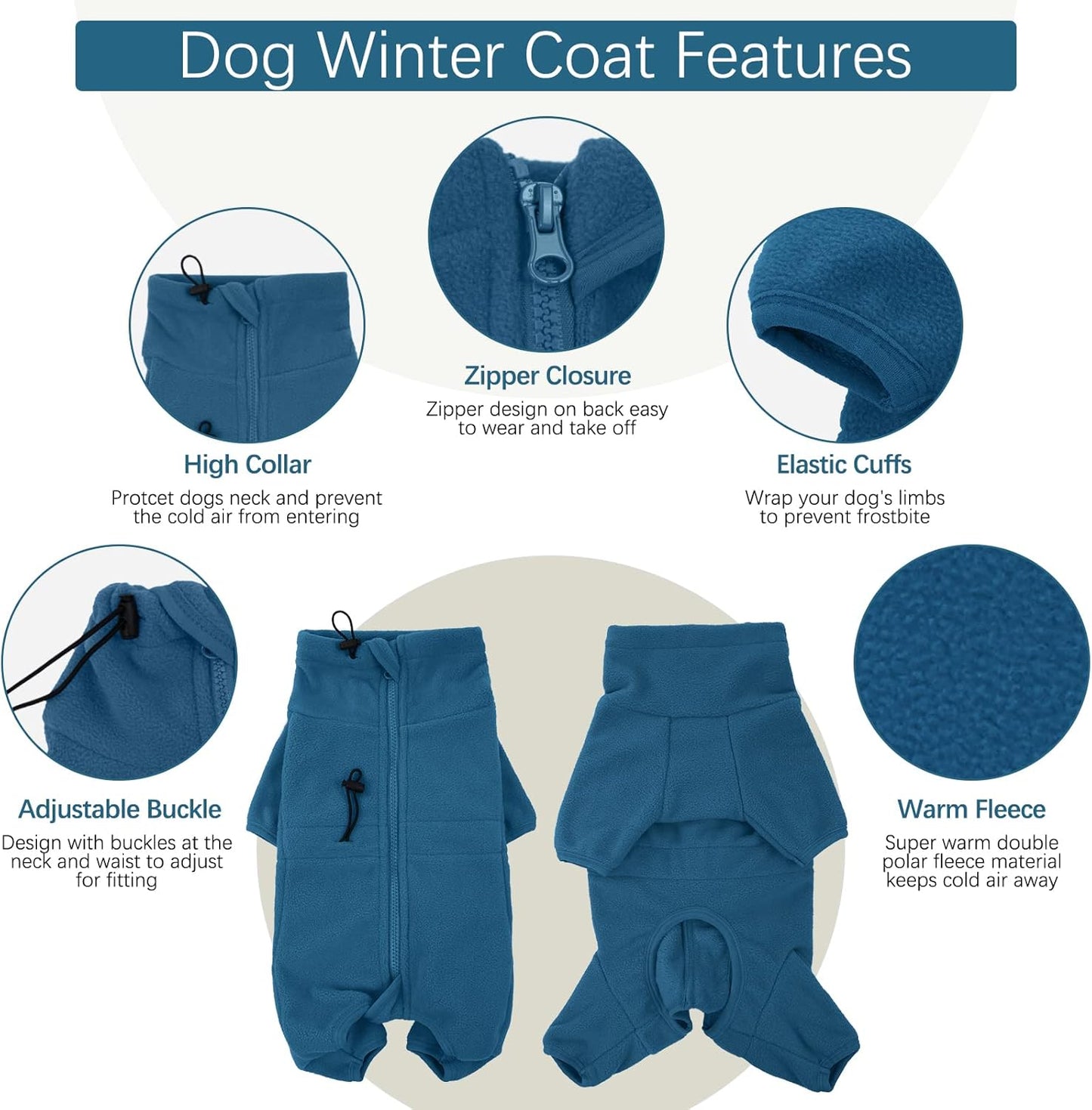 ROZKITCH Dog Pjs Large Breed, Pet Windproof Warm Cold Weather Jacket Vest Cozy Jumpsuit Apparel Outfit Clothes for Small Medium Large Dog Walking Sleep XL