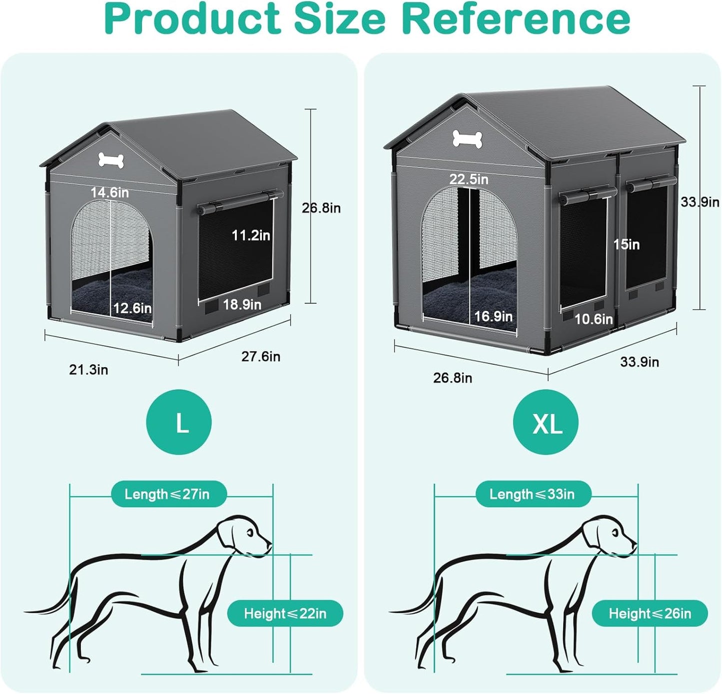 Large Indoor Dog House Dog Kennel Bed Mat with Cushion for Small Medium Large Dogs Cats, Winter Warm Cat Nest Puppy Cave Sofa Pet Products Easy Assembly, 27.6 * 21.3 Inches