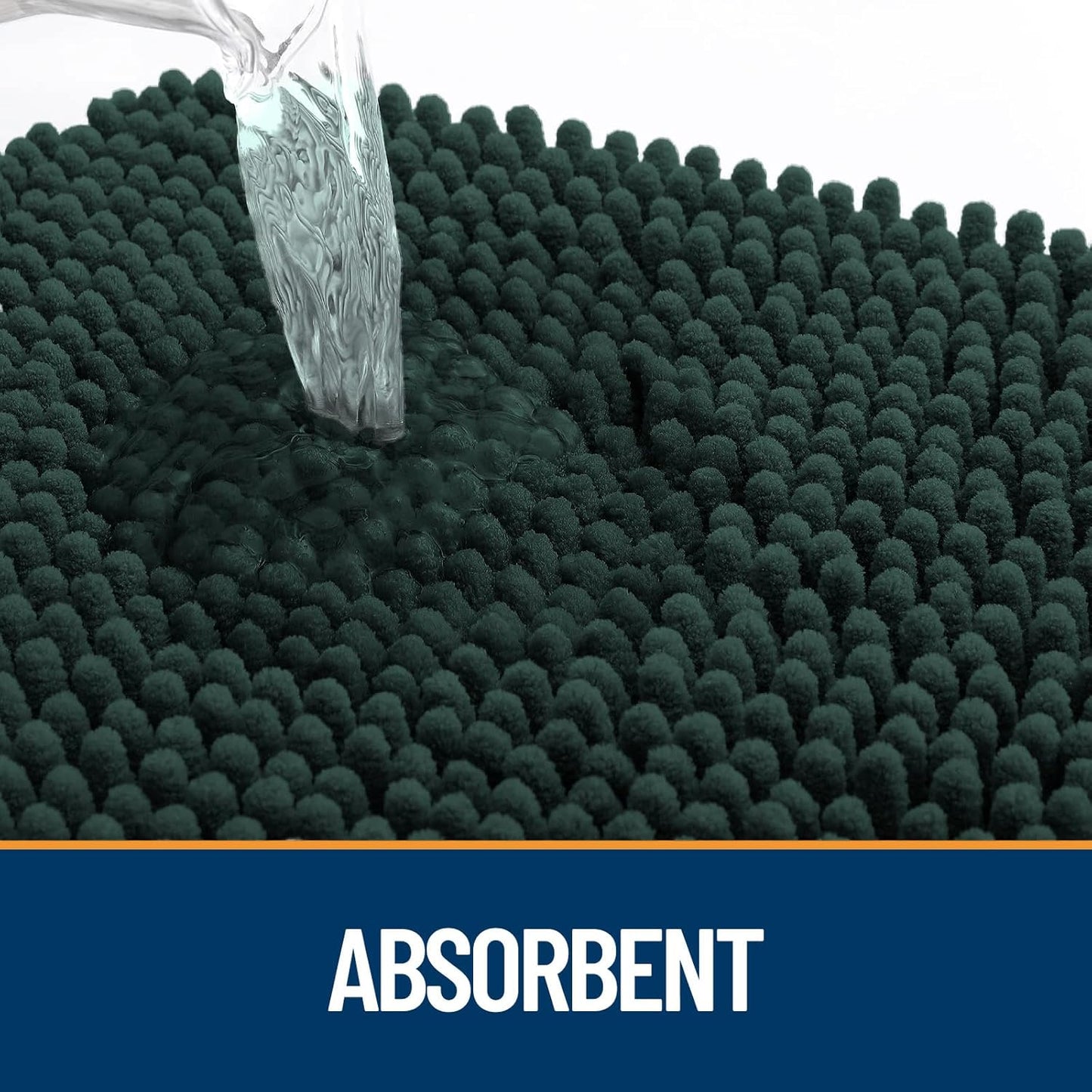 OLANLY Dog Door Mat for Muddy Paws 59x20, Absorbs Moisture and Dirt, Absorbent Non-Slip Washable Doormat, Quick Dry Chenille Mud Mat, Entry Indoor Entryway Carpet for Inside Floor, Blackish Green