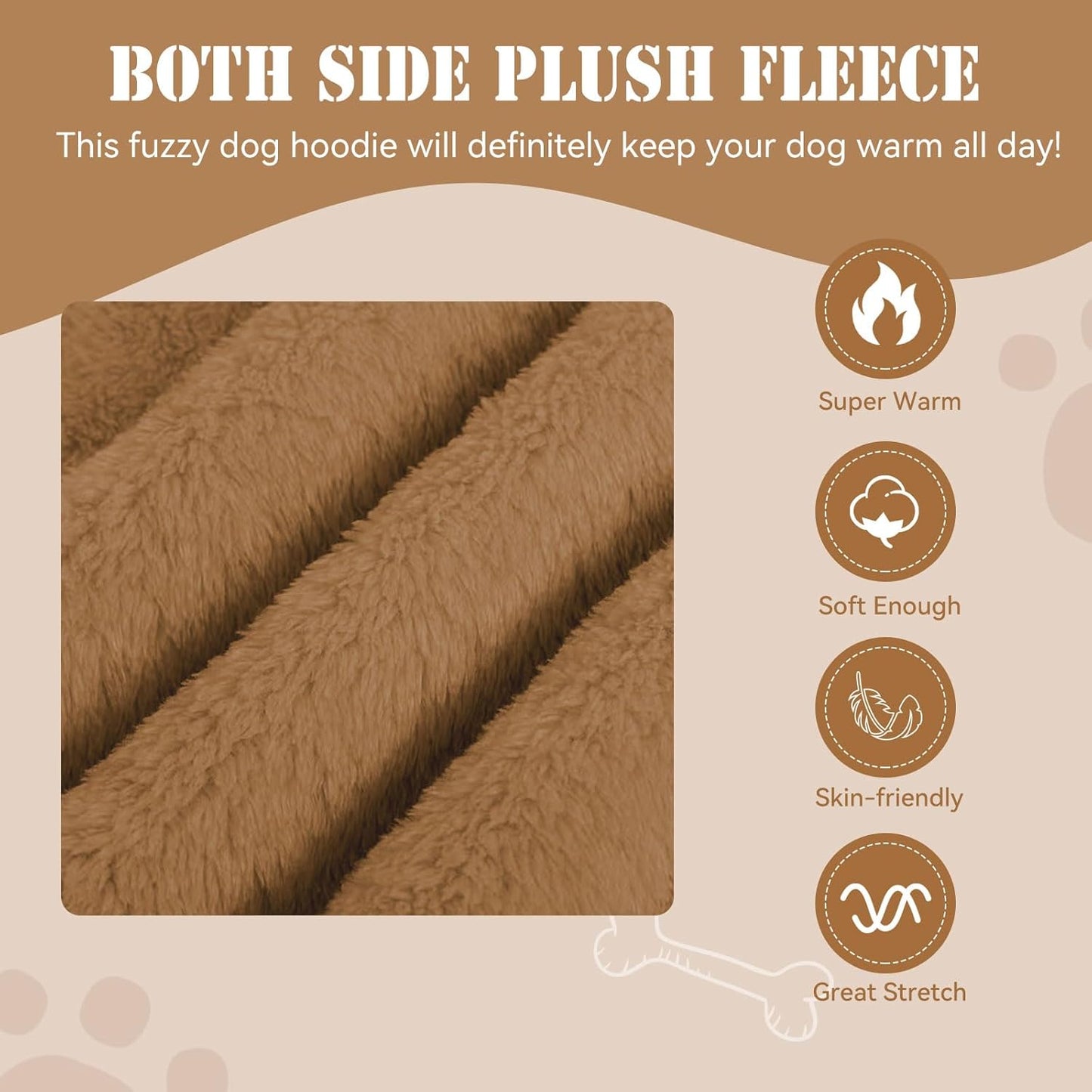 Fuzzy Dog Sweaters for Small Dogs Dog Hoodie Pet Clothes Warm Soft Cozy Coats Hooded Sweatshirt Fleece Small Pet Hoodies Sweater(Coffee-XS)