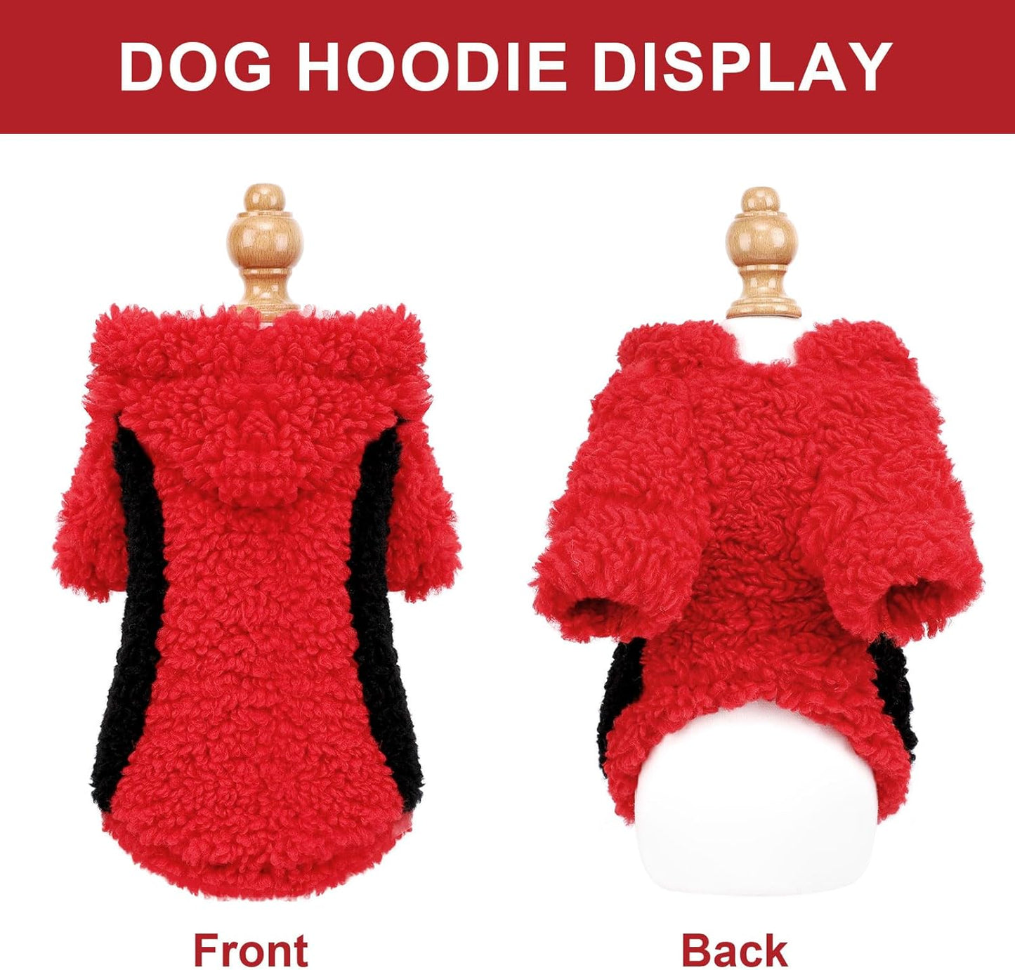 YIKEYO Dog Hoodie Pet Clothes Sweater with Hat Soft and Warm Cold Weather for Small Patchwork Hood(Red, XS)