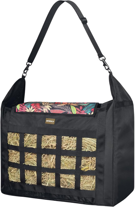Hay Bag for Horses,Slow Feeder for Horse/Donkey/Goat, Premium 1680D Oxford Cloth,Easy to Fill and Hang with Extra Large Opening（Leaf）