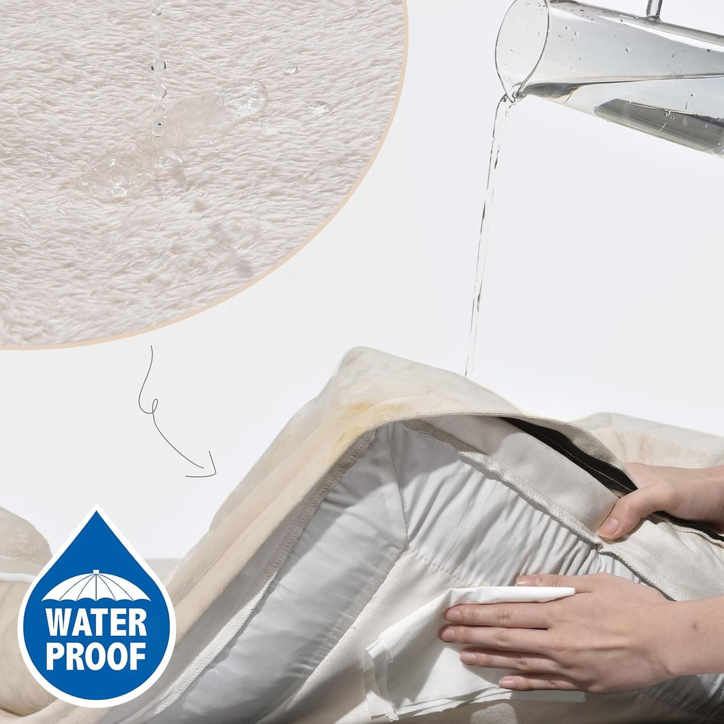 Comfort Expression Large Dog Beds Waterproof Orthopedic Foam Dog Sofa Beds Comfy Pet Bed with Washable Removable Cover & Non-Slip Bottom(Large,Beige)