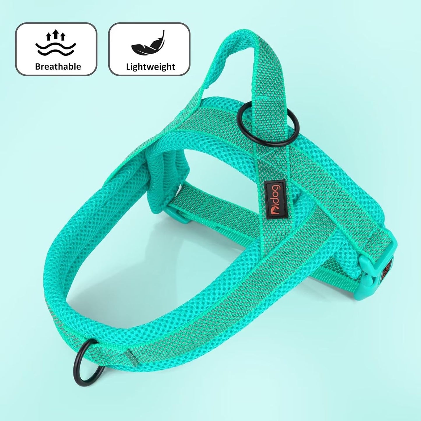 Didog No Pull Dog Harness with Breathable Mesh Padded, Full Reflective & Quick Fit Adjustable Vest Harness, Easy for Training Walking for Small & Medium and Large Dogs (Green, L:Chest 26-32")