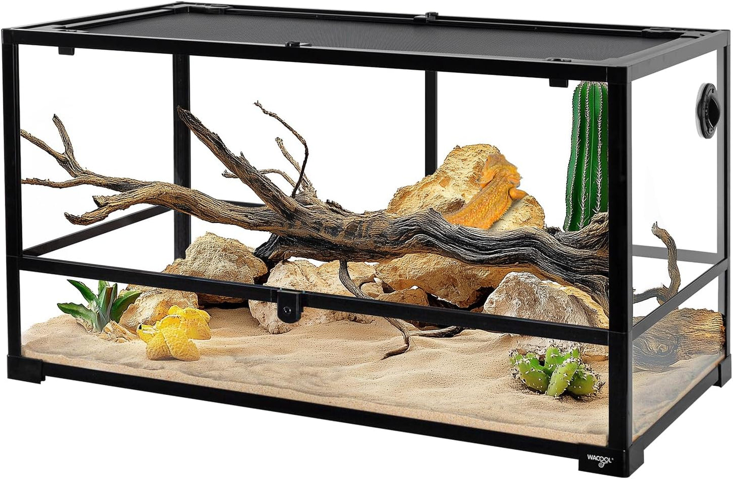 Large Reptile Tank 55 Gallon, 360°Full Vision Glass Reptile Terrarium with Top Mesh Lid for Beaded Dragon Lizard Gecko Snake Hermit Crab Use, 36"(W) X18(D) X20(H)