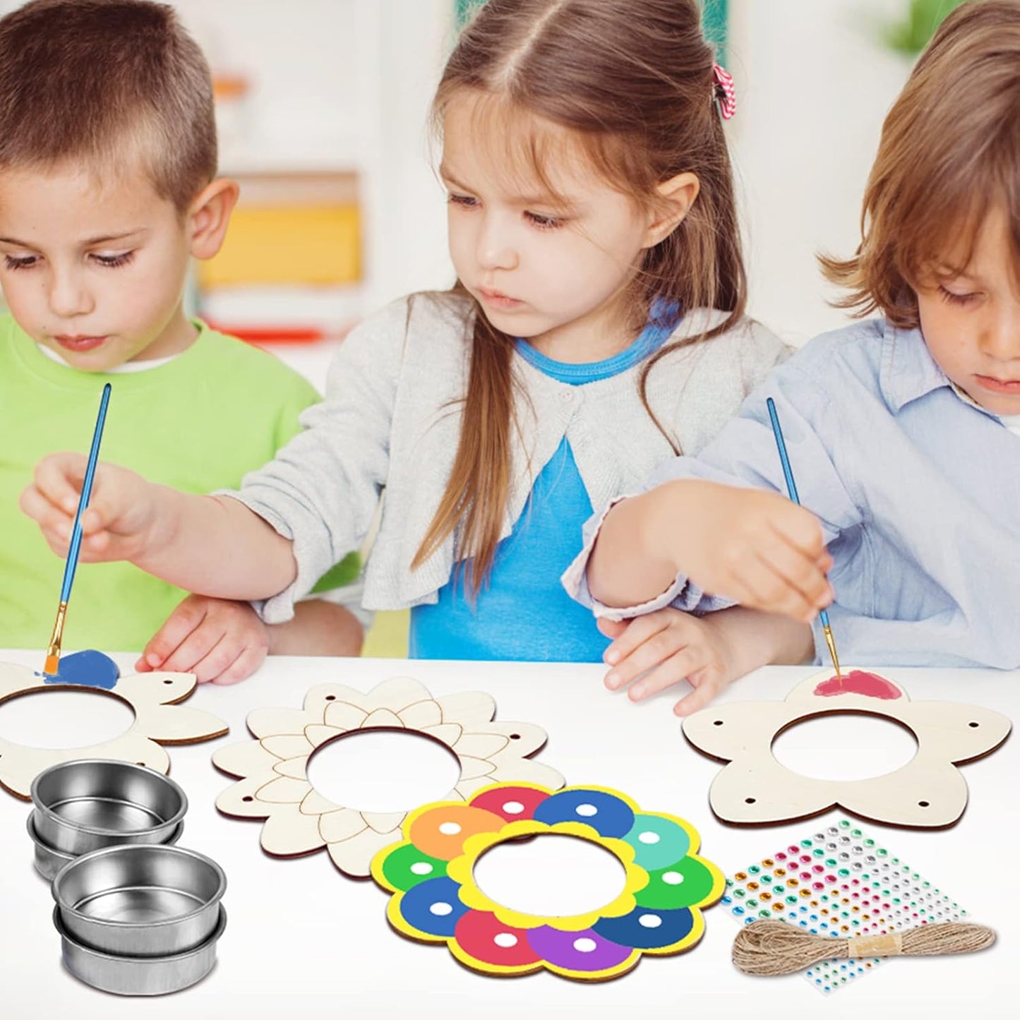 Fennoral 4 Pack Bird Feeder Kits for Kids Make Your Own Bird Feeders Wooden Art and Craft for Girls Boys Ornaments DIY to Paint Bird Feeders Craft for Spring Garden Outdoor Summer Activities Project