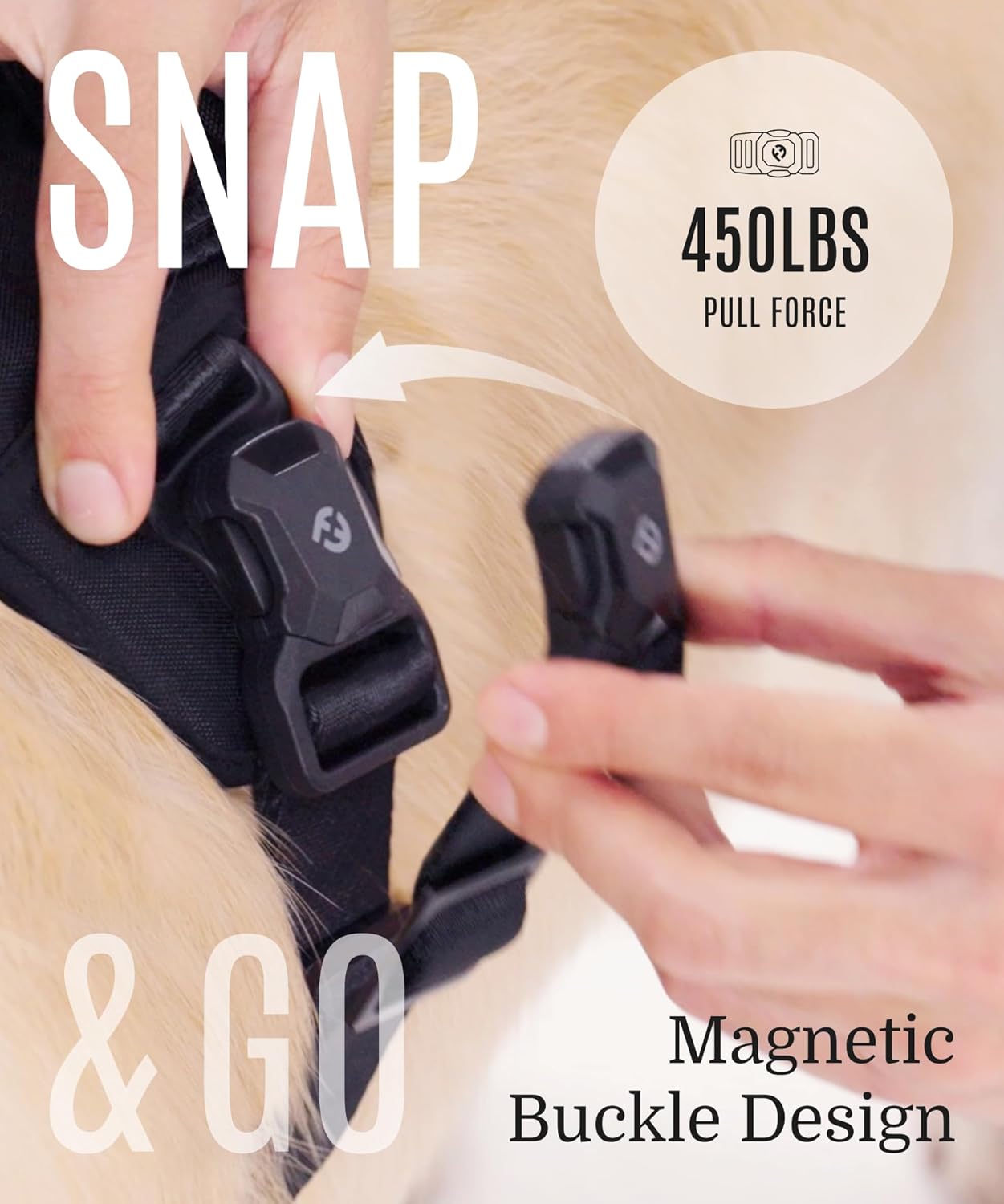 2025 New Edition, Fei & Eve MagEase Dog Harness - 3-Second Magnetic Buckles | 3-Point No-Pull Control | Heavy-Duty 900D Nylon | Dual Safety Handles | Breathable Mesh | Adjustable Fit | Large, Pink