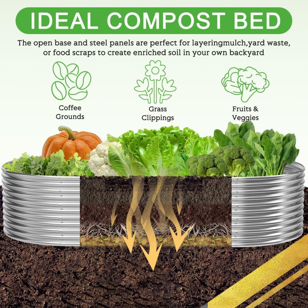 FRIZIONE 2pcs Tall 4x2ft Galvanized Raised Garden Bed Outdoor,Steel Garden Bed for Vegetables,Above Ground Garden Box for Flower,Metal Raised Beds for Gardening