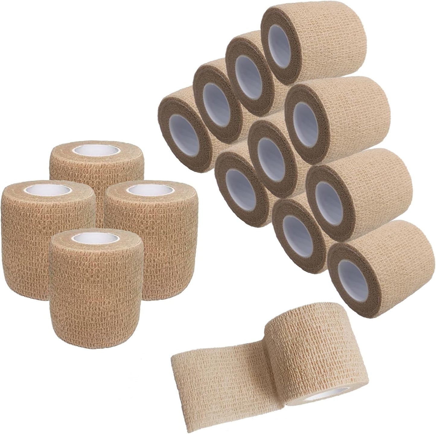 Self Adhesive Tape Wrap 15Rolls,Non-Woven Self Adherent Vet Wrap Tape,5CM x 5Yard | Cohesive Bandage Tape for Wrist & Ankle,Elastic Grip Cover (Skincolor-15Rolls)