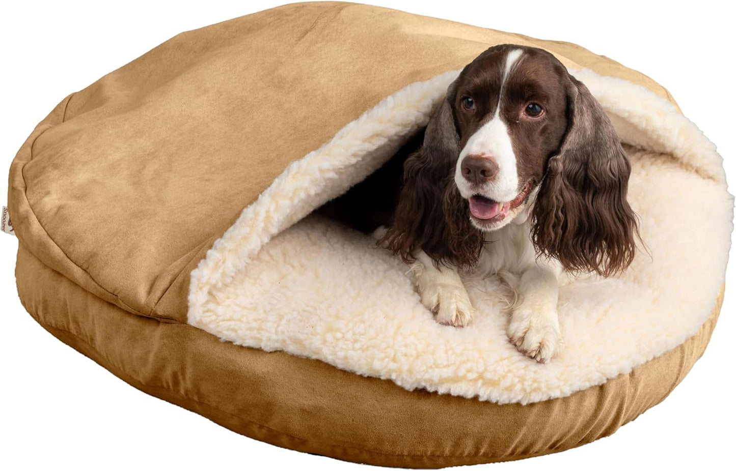 Snoozer Luxury Microsuede Cozy Cave Pet Bed, Large, Camel