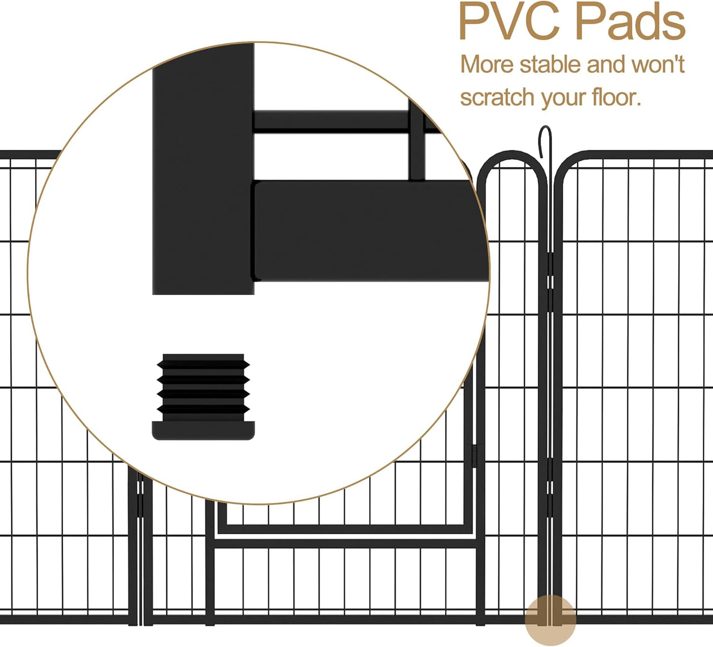 Dog Playpen, Outdoor Dog Fence, 8 Panels, 40" H Dog Pen for Large/Medium/Small Dogs, Heavy Duty Metal Pet Fence with Gate, Portable Dog Fence for RV Camping and Yard (Black)